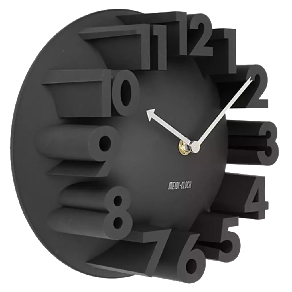 Noir Horloge Murale Design Moderne Auto-Adhésif, Horloge 3D